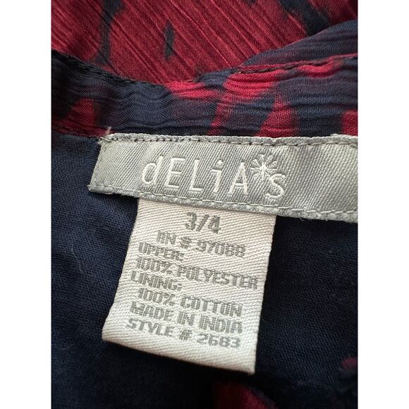 Y2K DELIA'S Magenta Blue Floral Midi Dress Size XS - Picture 4 of 6